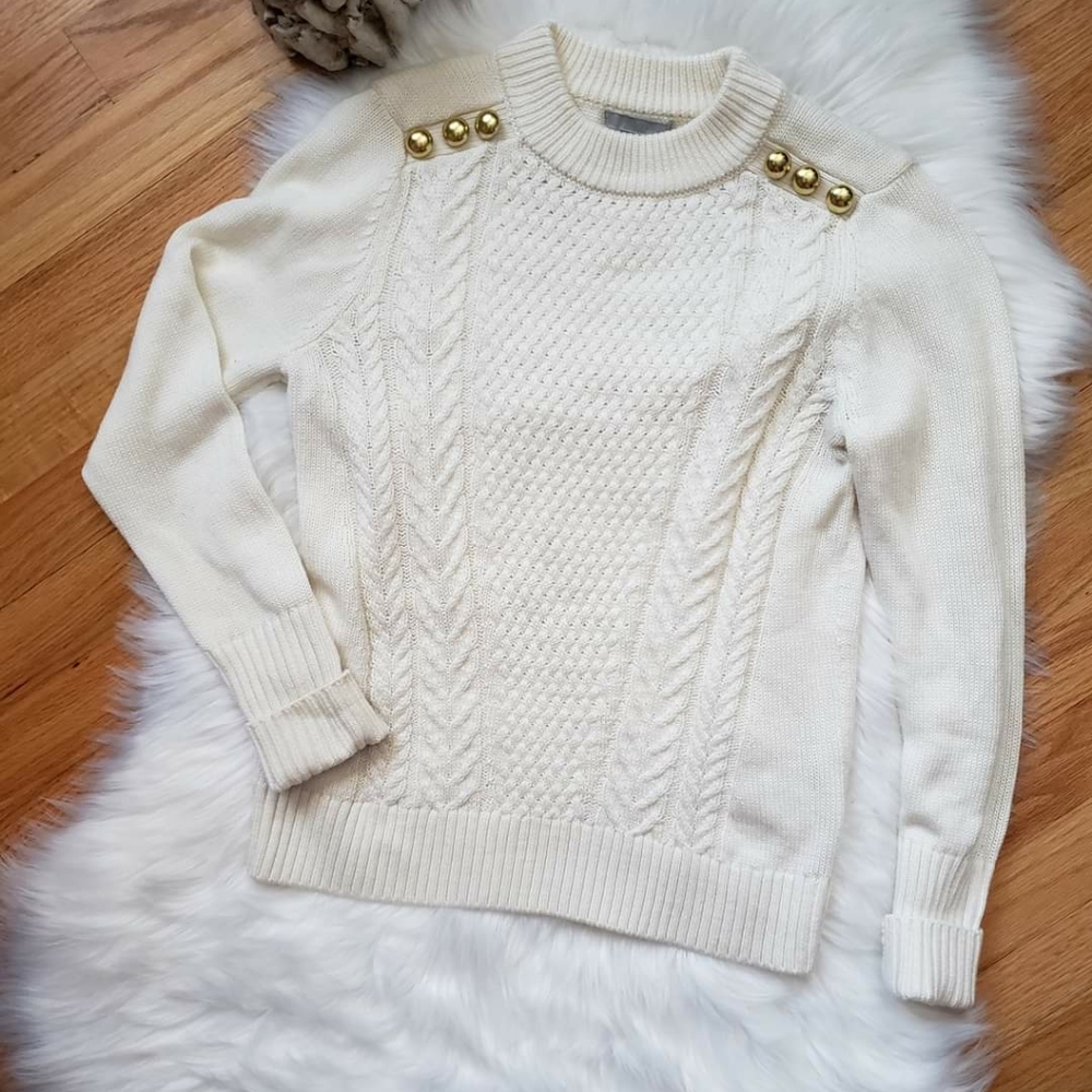 White H&M thick cable cozy sweater small s